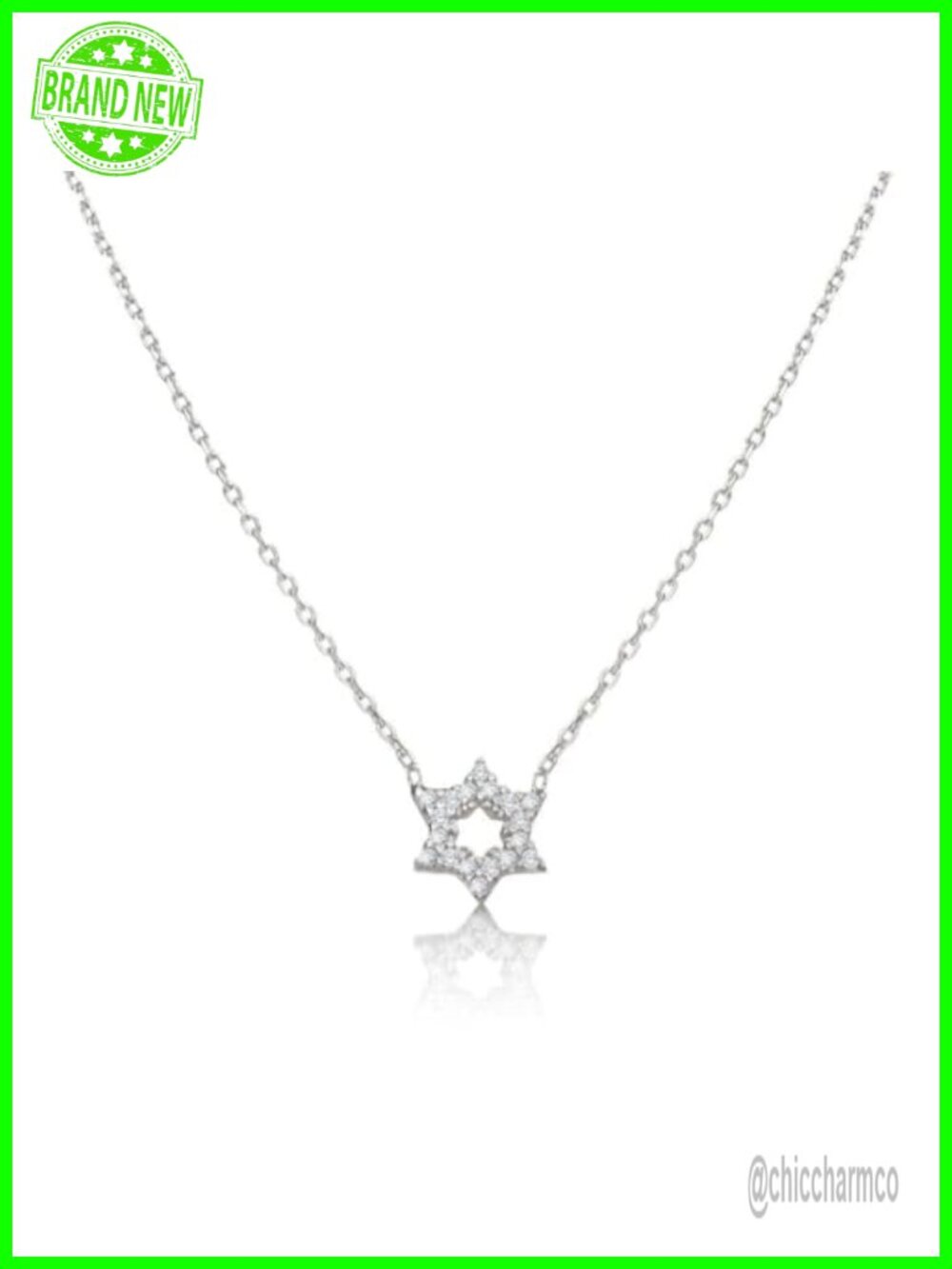 Star of David Pave CZ Necklace Sterling Silver 925 Jewish Gift